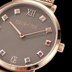 Watch Round Mocha Matt Milanese Stainless Steel Rose Gold