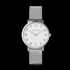 Watch Round Mother-of-Pearl Milanaise Stainless Steel Silver