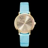 Watch Round Pastel Lovers Gold Bracelet Leather Blue