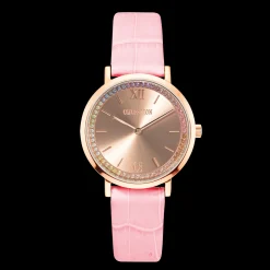Watch Round Pastel Lovers Rose Gold Bracelet Leather Pink