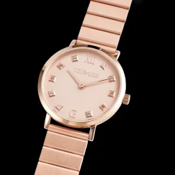 Watch Round Rose Gold Matt Monochrome Stainless Steel Rose Gold