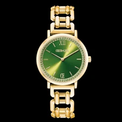 Watch Round Sparkling Fabulous Green Statement Gold