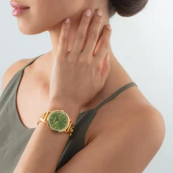 Watch Round Sparkling Fabulous Green Statement Gold