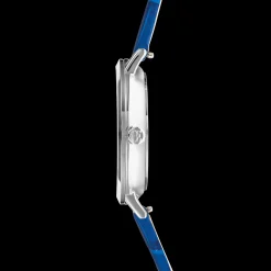 Watch Round Sparkling Sunray Bracelet Leather Royal Blue